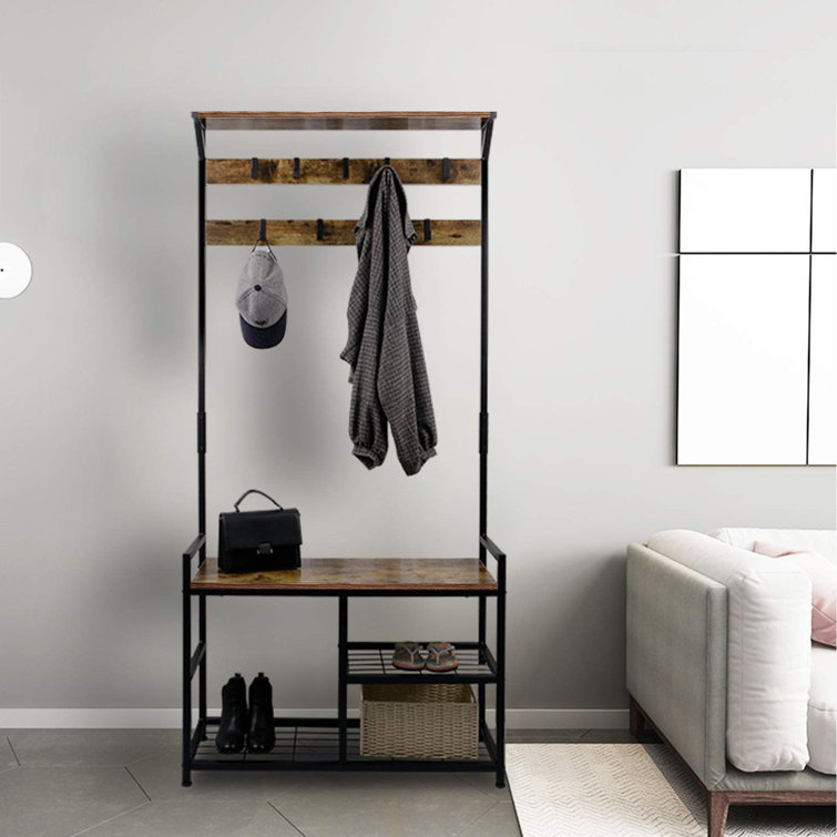 Williston Adnah Iron Hall Tree with Bench Wayfair.co.uk